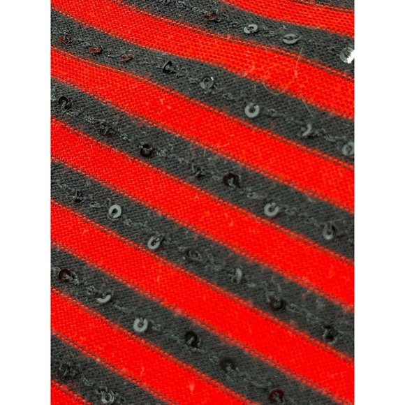 Express Women's Long Sleeve Black Red Striped Knit Sequin Sweater Dress Size M - Picture 10 of 15